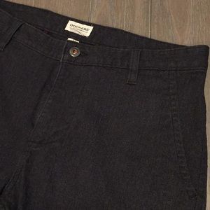 Dockets Slim Tapered Dark Herringbone Wool Pants